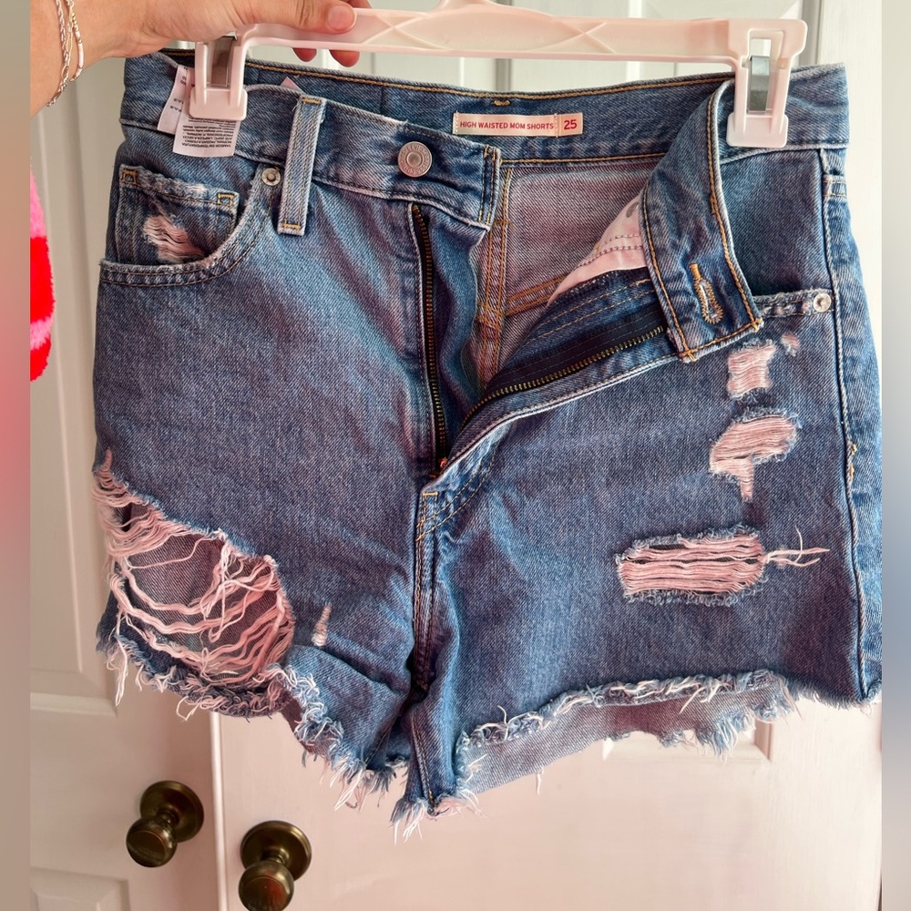Levi's Blue Distressed Jean Shorts